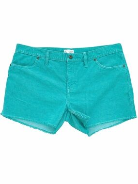 Carve Designs Women’s Corduroy Shorts Frayed Hem Turquoise Teal Size 14 Summer